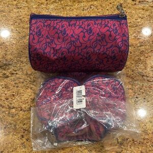 New💕Clarisonic Flaming Iris Barrel Shaped Fuchsia and Violet Cosmetic Bag Duo